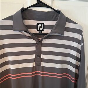 FootJoy Men's Polo with Gray and Red Stripes
